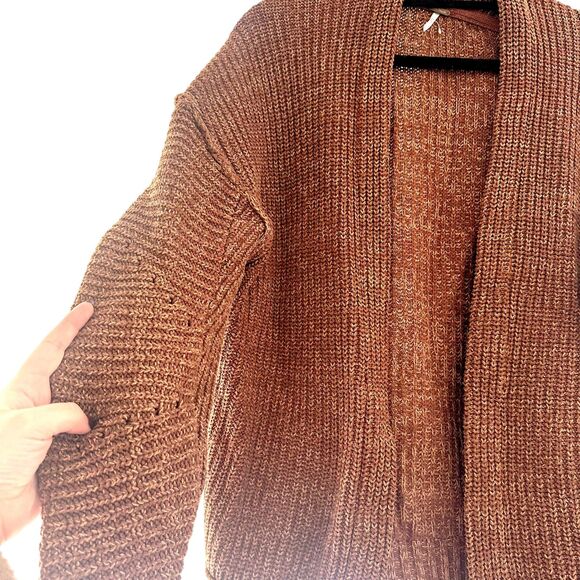 FREE PEOPLE High Hopes Cardi Sweater Brown Small - Picture 7 of 8